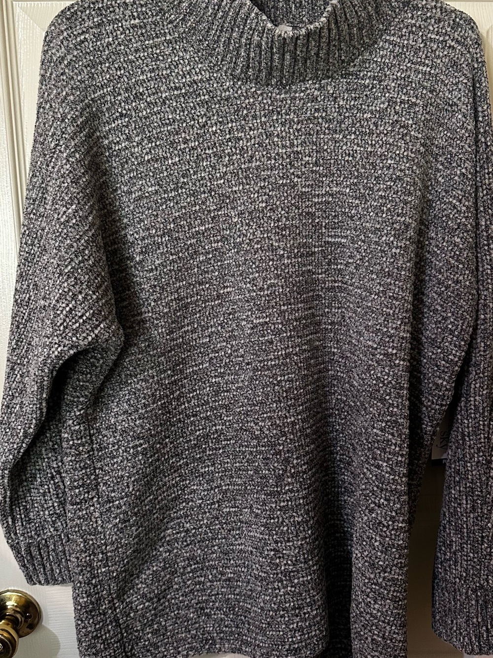 Terra & Sky Gray Marled Turtleneck Sweater